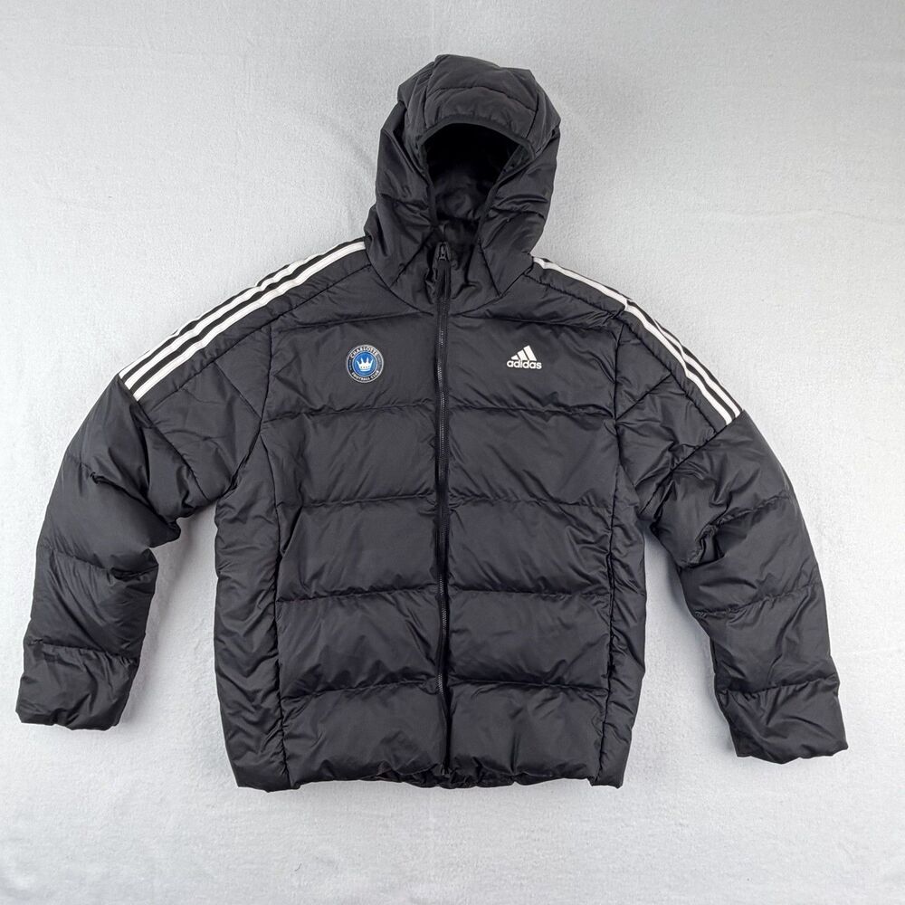 Adidas Puffer Hooded XL Black Coat/Jacket MLS Charlotte FC